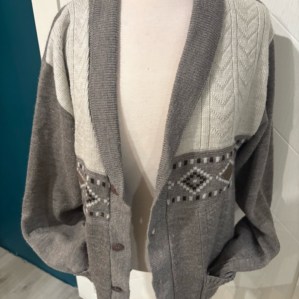 Vintage Style Aztec Fair Isle cardigan/Equestrian/ layering/ Eclectic Grandpa